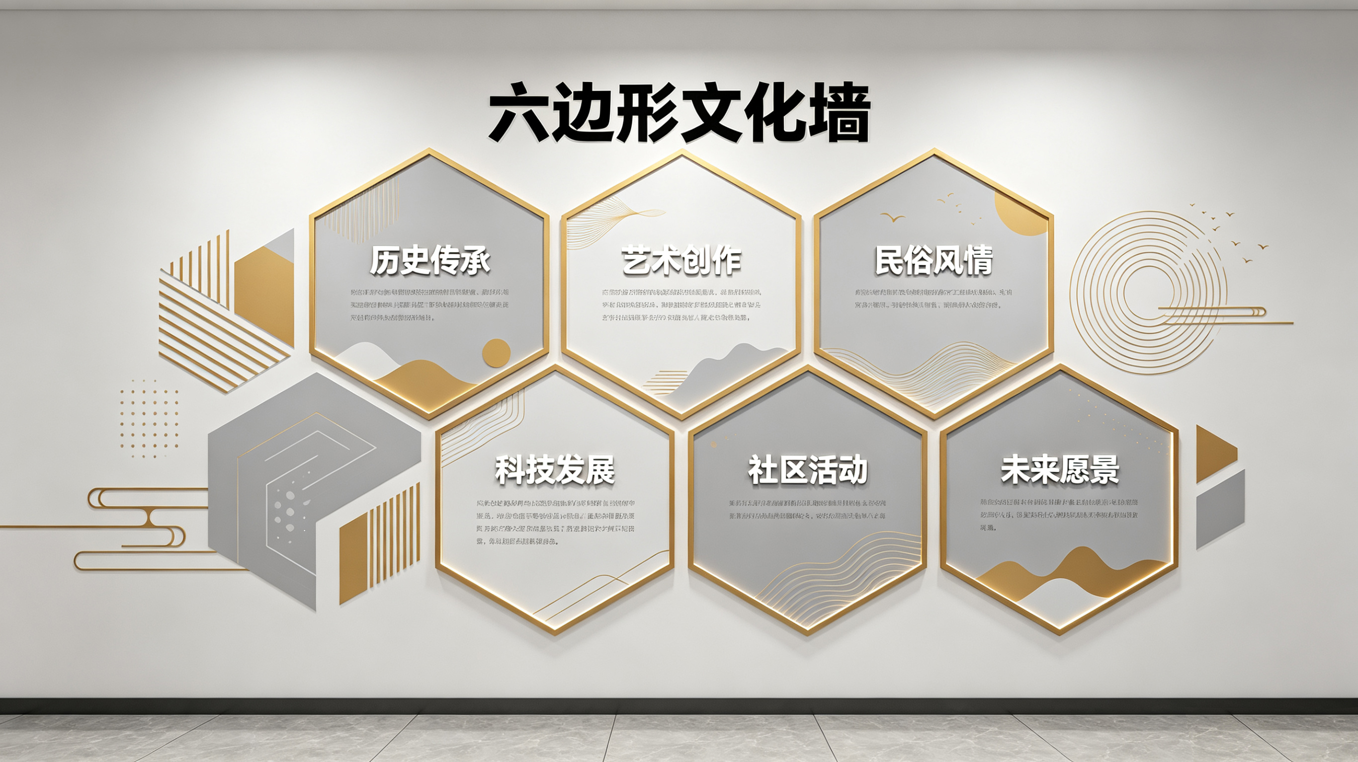 襄城企业文化墙 | 六边形信息美学